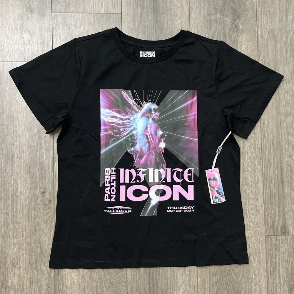 Infinite Icon Paris Hilton T-Shirt Mens XL Black Graphic NWT 100% Cotton